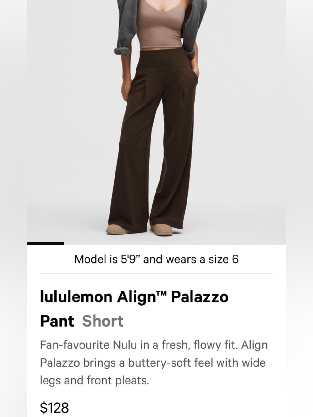 lululemon Align PALAZZO Pant WALNUT EUC! Actually sz 4 but would FIT A 6!